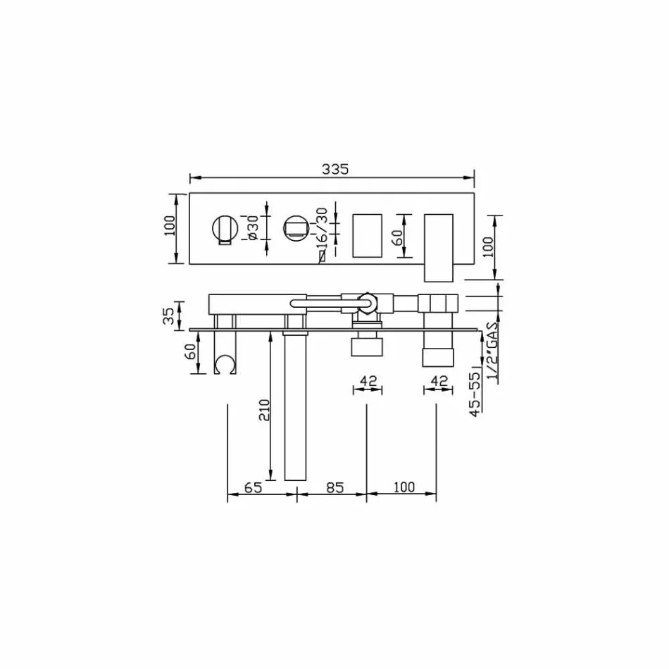 Mezclador de baño empotrado con desviador Made in Italy - Panela Viadurini
