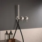 Mezclador de baño empotrado con 3 salidas en acero AISI 316L - Artigli Viadurini