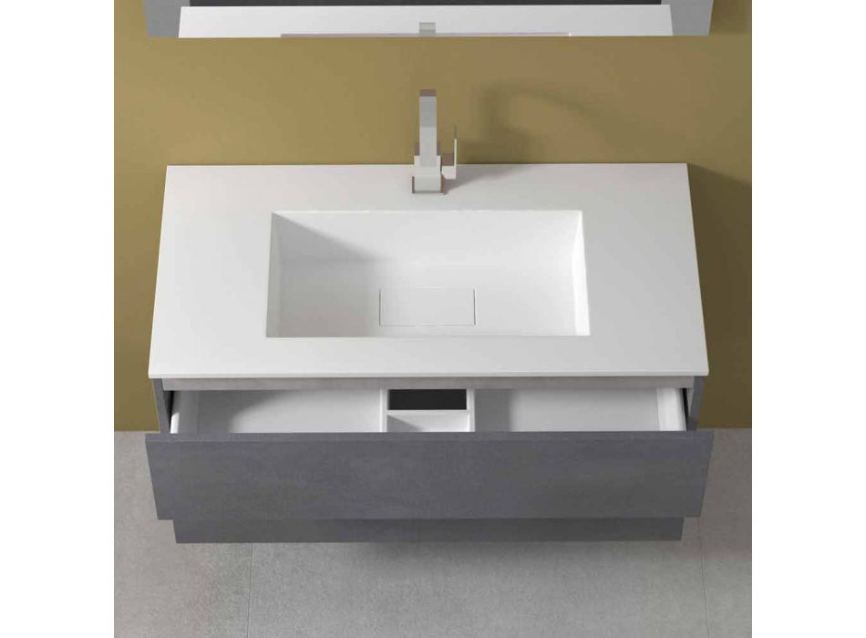 Mueble de suspensión para baño con lavabo integrado en 3 dimensiones - Marione Viadurini