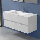 Mueble de suspensión para baño con lavabo integrado en 3 dimensiones - Marione Viadurini