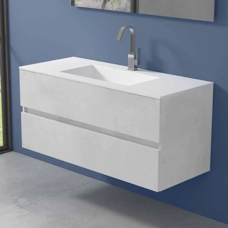 Mueble de suspensión para baño con lavabo integrado en 3 dimensiones - Marione Viadurini