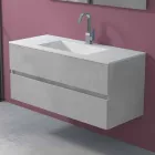Mueble de suspensión para baño con lavabo integrado en 3 dimensiones - Marione Viadurini