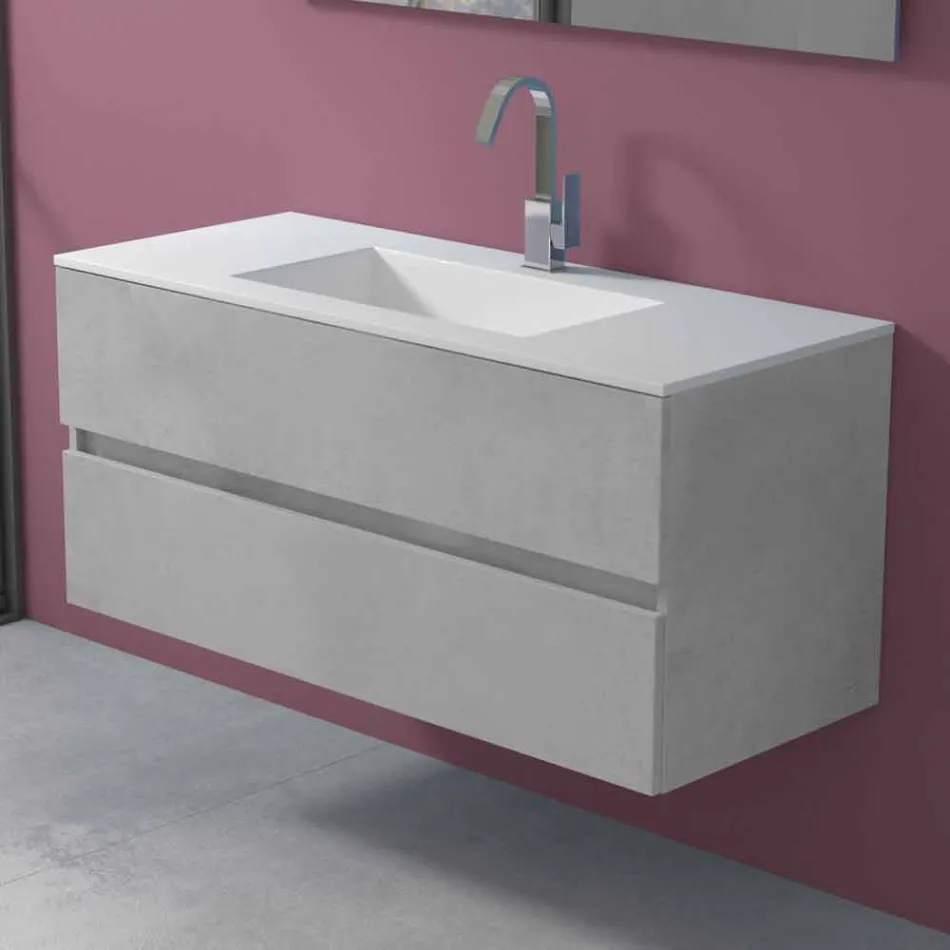 Mueble de suspensión para baño con lavabo integrado en 3 dimensiones - Marione Viadurini