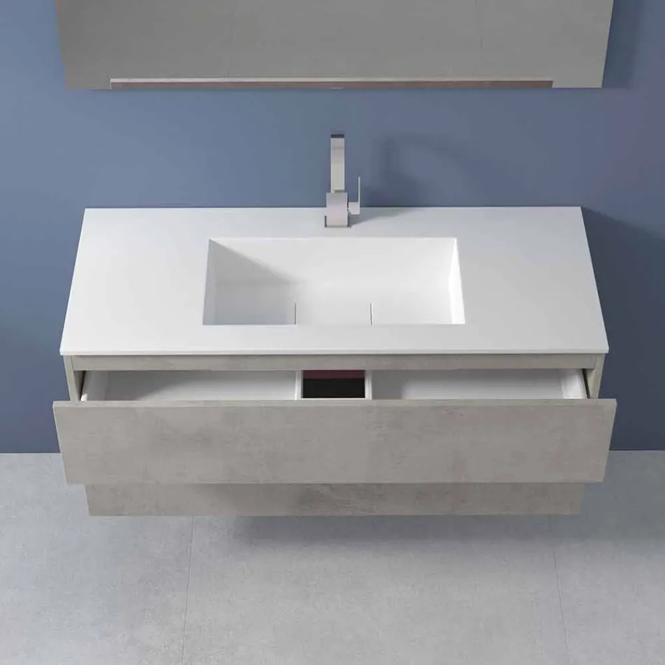 Mueble de suspensión para baño con lavabo integrado en 3 dimensiones - Marione Viadurini