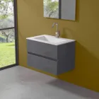 Mueble de suspensión para baño con lavabo integrado en 3 dimensiones - Marione Viadurini