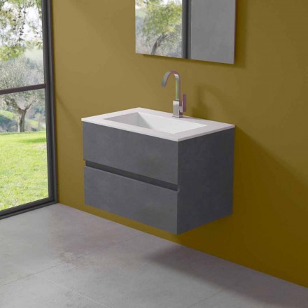 Mueble de suspensión para baño con lavabo integrado en 3 dimensiones - Marione Viadurini