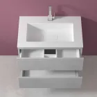 Mueble de suspensión para baño con lavabo integrado en 3 dimensiones - Marione Viadurini