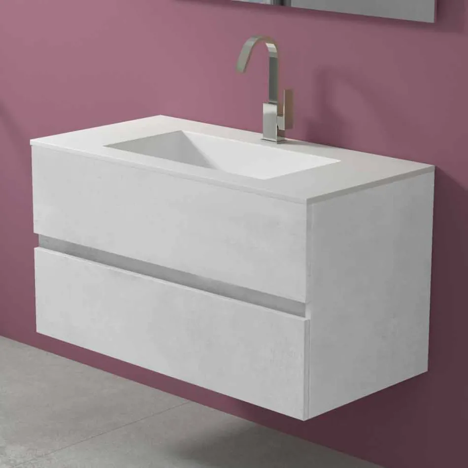 Mueble de suspensión para baño con lavabo integrado en 3 dimensiones - Marione Viadurini