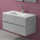 Mueble de suspensión para baño con lavabo integrado en 3 dimensiones - Marione Viadurini