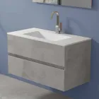 Mueble de suspensión para baño con lavabo integrado en 3 dimensiones - Marione Viadurini