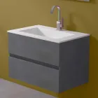Mueble de suspensión para baño con lavabo integrado en 3 dimensiones - Marione Viadurini