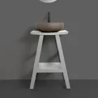 Mueble de Baño Acabado Madera y Sobre Semicurvo Gris - Raomi Viadurini