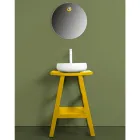 Muebles de baño de teca recuperada con parte superior semicurva amarilla - Raomi Viadurini