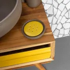 Mueble de Baño en Teca Natural con Cajón Amarillo - Gatien Viadurini