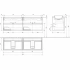 Mueble de baño suspendido con lavabo doble empotrado, diseño moderno - Dumbo Viadurini