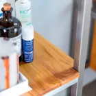 Mueble de baño columna en teca y acero con 4 estantes abiertos - Tamburino Viadurini