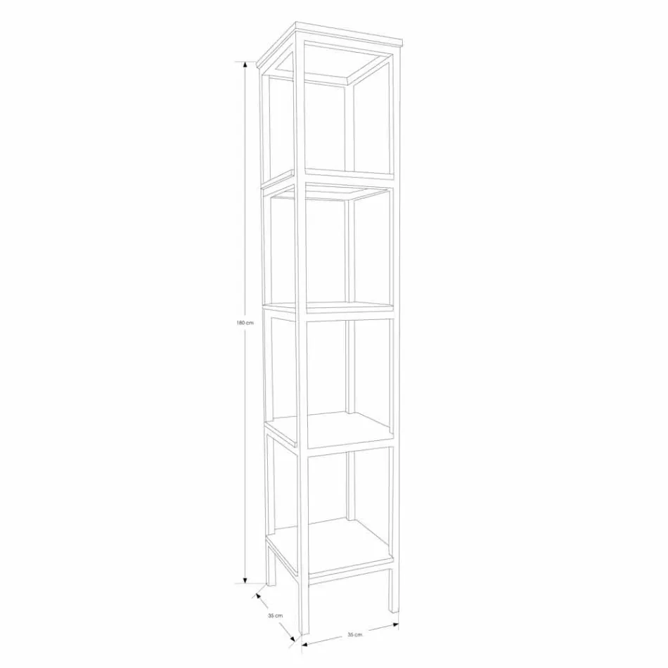 Mueble de baño columna en teca y acero con 4 estantes abiertos - Tamburino Viadurini