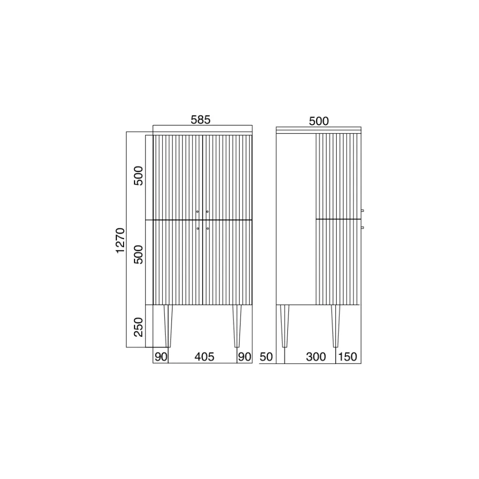Mueble de baño con cuatro puertas que cierran 3 estantes Made in Italy - Candy Viadurini