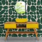 Mueble de baño amarillo en teca natural con cajonera - Hamadou Viadurini