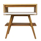 Mueble de baño de suelo en teca recuperada y encimera de apoyo blanca - Gatien Viadurini