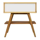 Mueble de baño de suelo en teca recuperada y encimera de apoyo blanca - Gatien Viadurini