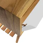 Mueble de baño de suelo en teca recuperada y encimera de apoyo blanca - Gatien Viadurini