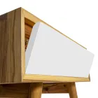 Mueble de baño de suelo en teca recuperada y encimera de apoyo blanca - Gatien Viadurini