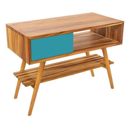 Mueble de baño independiente con cajón de diseño en color azul - Benoit Viadurini