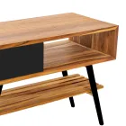 Mueble de baño moderno negro en teca natural con cajones - Benoit Viadurini