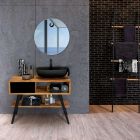 Mueble de baño moderno negro en teca natural con cajones - Benoit Viadurini