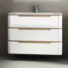 baño con lavabo móvil madera 3 cajones moderno Arya, fabricado en Italia Viadurini