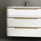 baño con lavabo móvil madera 3 cajones moderno Arya, fabricado en Italia Viadurini