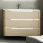 baño con lavabo móvil madera 3 cajones moderno Arya, fabricado en Italia Viadurini