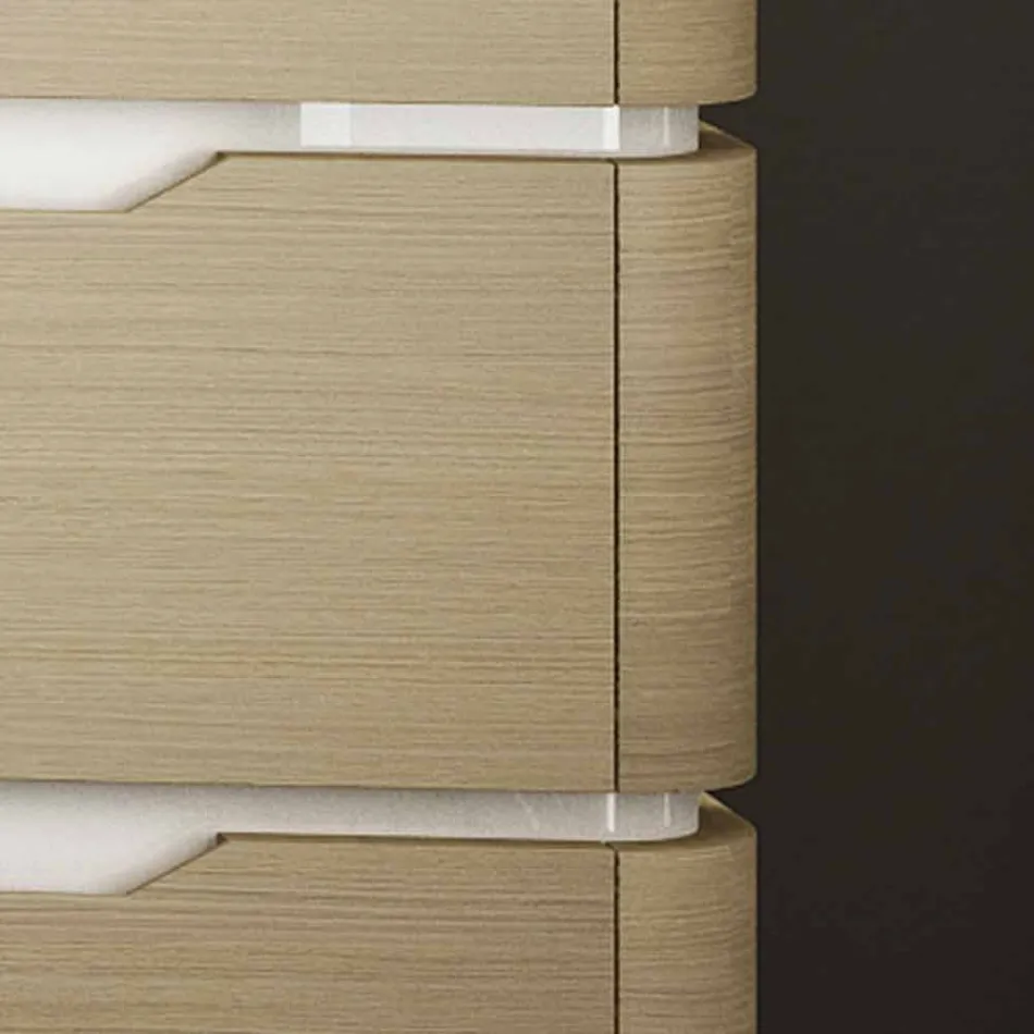 baño con lavabo móvil madera 3 cajones moderno Arya, fabricado en Italia Viadurini