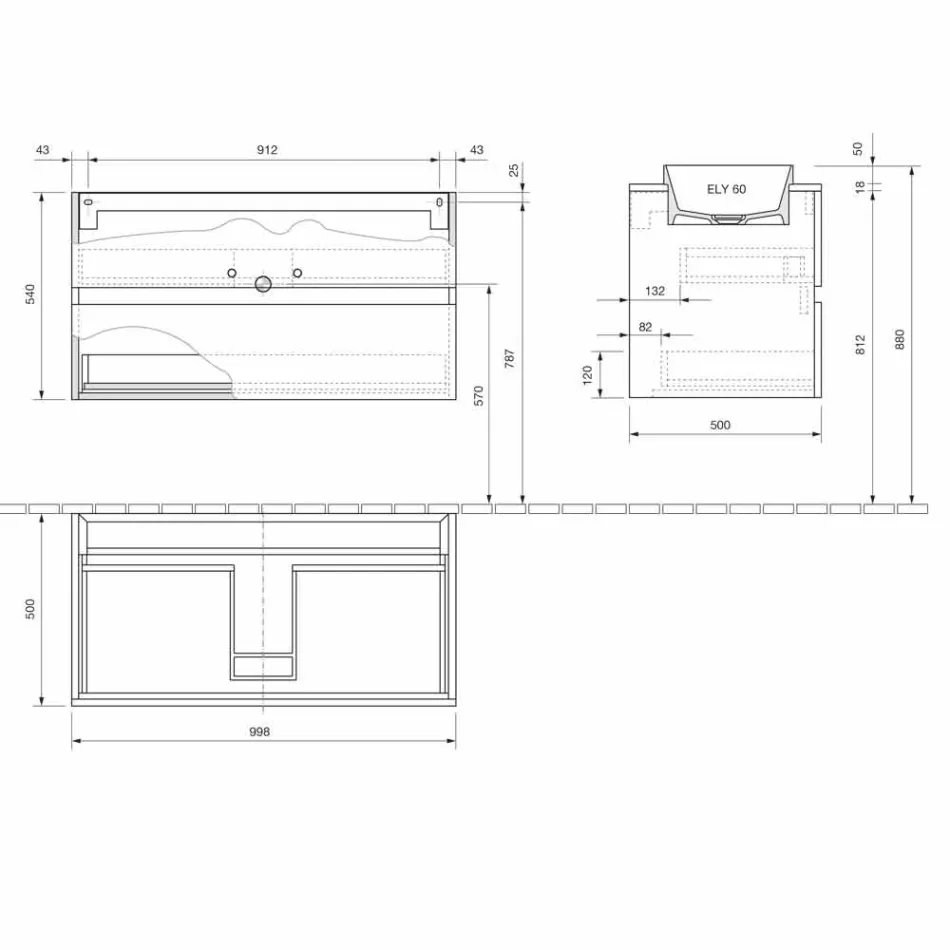 Mueble de baño con lavabo encastrado, moderno diseño suspendido - Casimira Viadurini