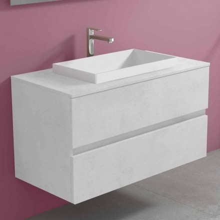 Mueble de baño con lavabo encastrado, moderno diseño suspendido - Casimira Viadurini