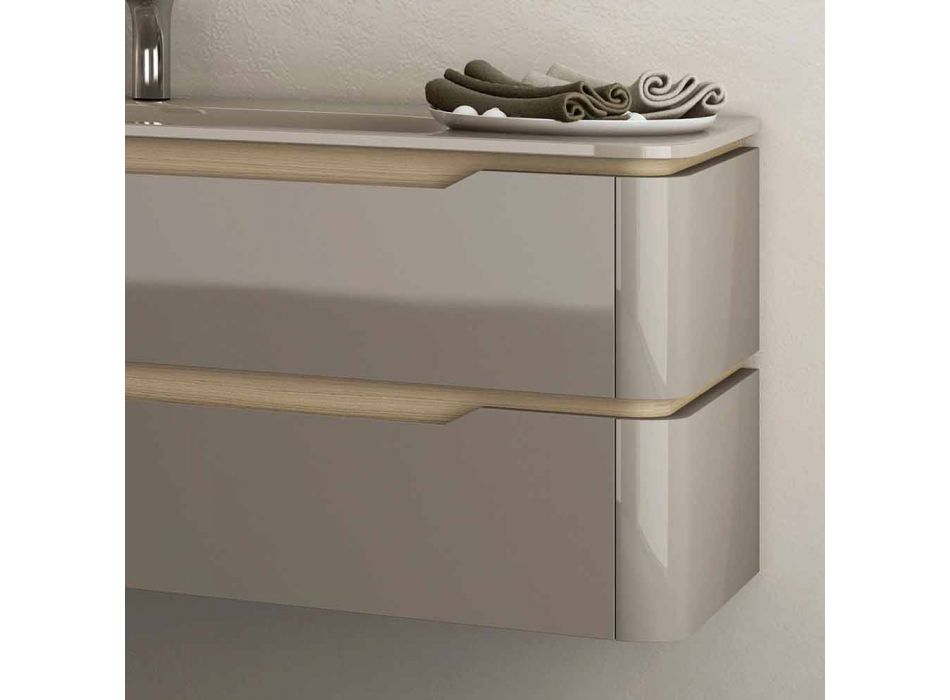 baño móvil con madera integrada disipador de diseño Arya, fabricado en Italia