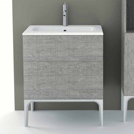 Mueble de baño con lavabo integrado en Ambra ecolegno, made in Italy Viadurini