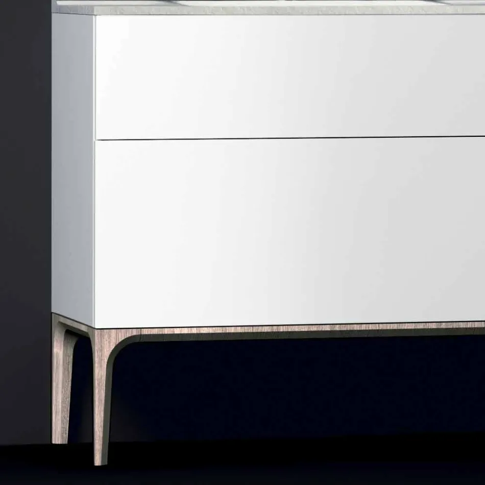 baño moderno móvil con fregadero integrado ámbar, resina y laca Viadurini