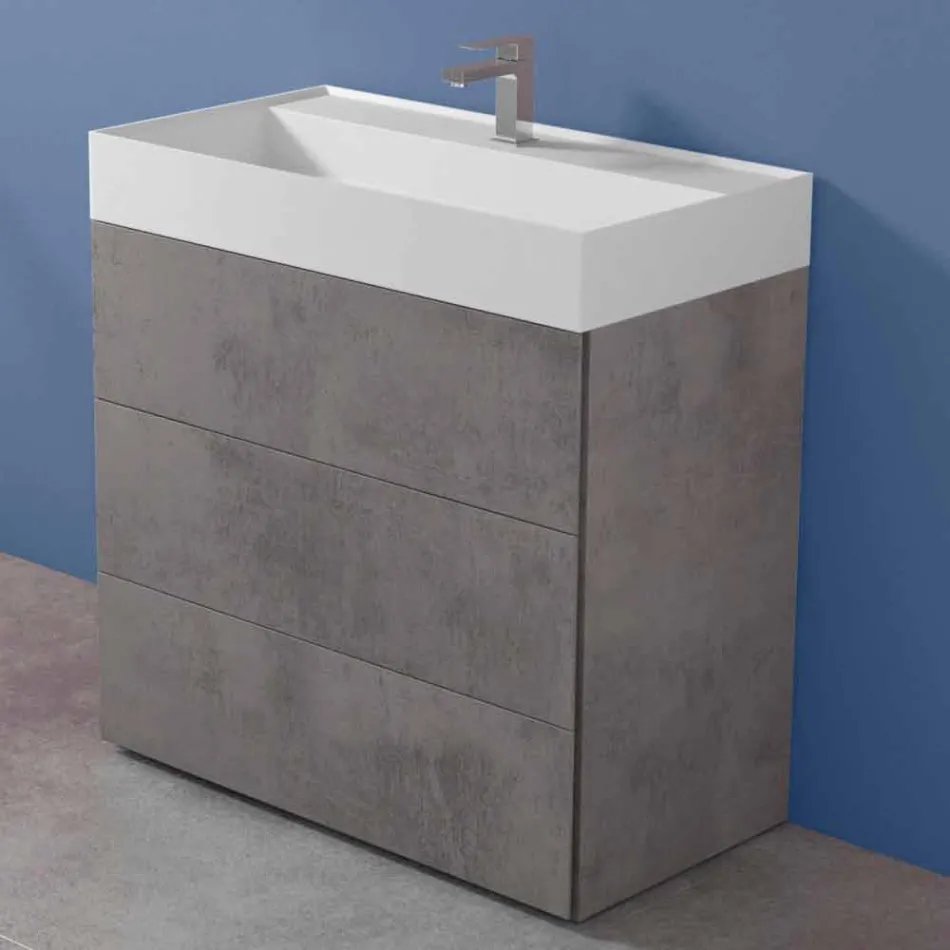 Mueble de baño con suelo de diseño moderno en laminado con lavabo de resina - Pompei Viadurini