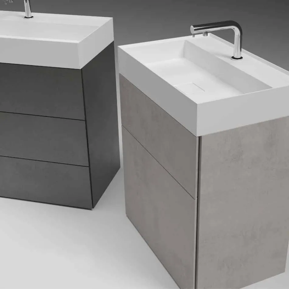 Mueble de baño con suelo de diseño moderno en laminado con lavabo de resina - Pompei Viadurini