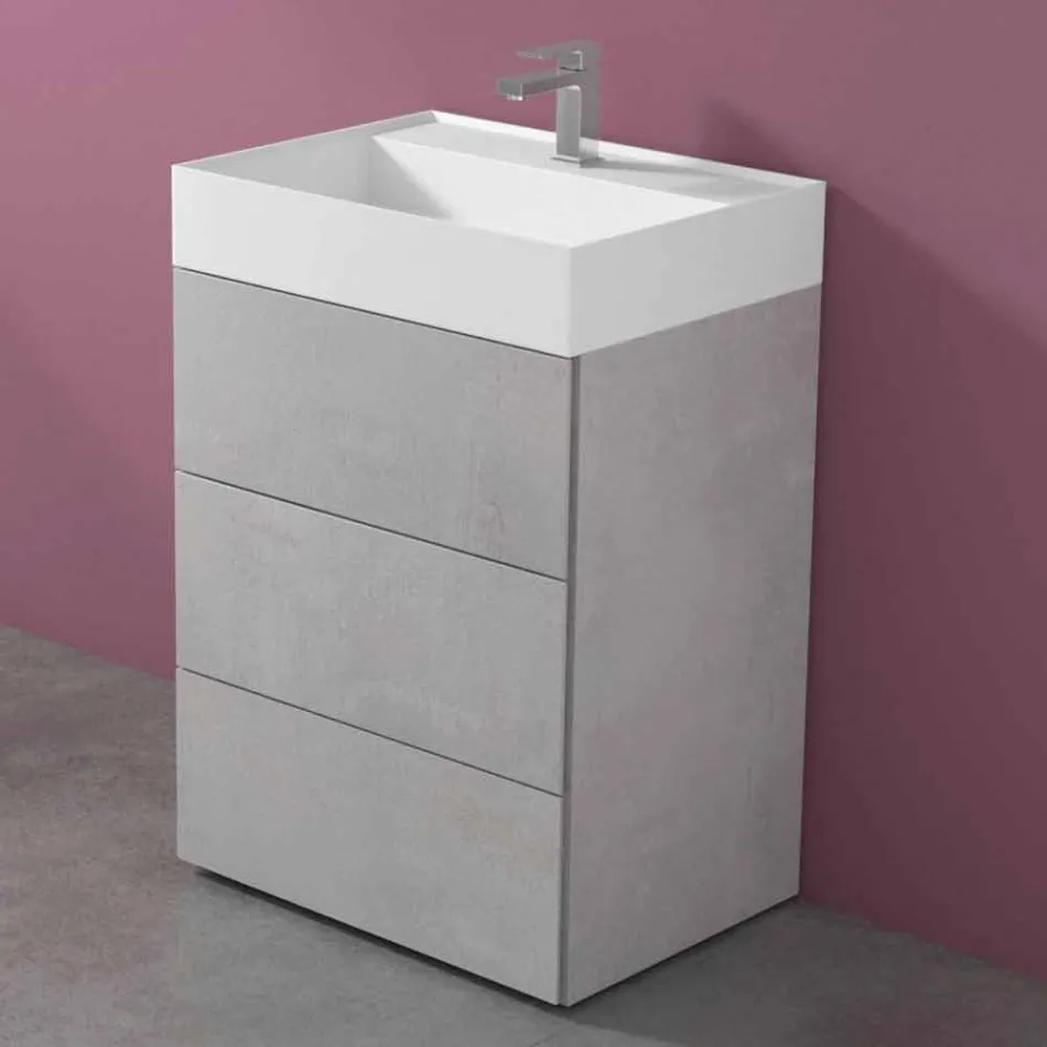 Mueble de baño con suelo de diseño moderno en laminado con lavabo de resina - Pompei Viadurini