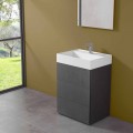 Mueble de baño con suelo de diseño moderno en laminado con lavabo de resina - Pompei