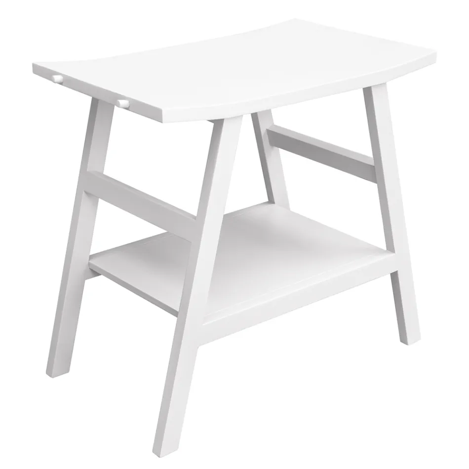 Mueble de baño de diseño de teca recuperada con tapa blanca y soporte - Crina Viadurini