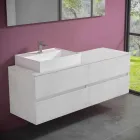 Mueble de Baño de Diseño Moderno con Lavabo Sobre Encimera Derecho o Izquierdo 4 Acabados - Alchimeo Viadurini