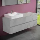 Mueble de Baño de Diseño Moderno con Lavabo Sobre Encimera Derecho o Izquierdo 4 Acabados - Alchimeo Viadurini