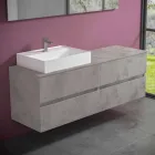 Mueble de Baño de Diseño Moderno con Lavabo Sobre Encimera Derecho o Izquierdo 4 Acabados - Alchimeo Viadurini