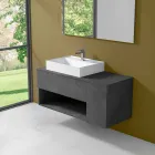 Mueble de baño suspendido de diseño con lavabo sobre encimera de estilo moderno - Pistillo Viadurini