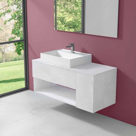Mueble de baño suspendido de diseño con lavabo sobre encimera de estilo moderno - Pistillo Viadurini