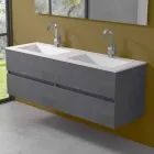 Mueble de baño con lavabo doble, diseño moderno suspendido en 4 acabados - Doblete Viadurini